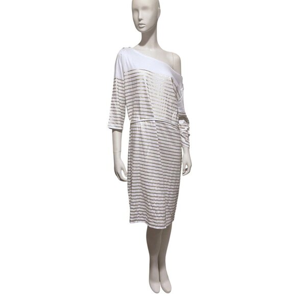 NWT Lauren Ralph Lauren Striped Midi Dress 2X Boat Neck Gold Nautical Resort - Picture 3 of 16